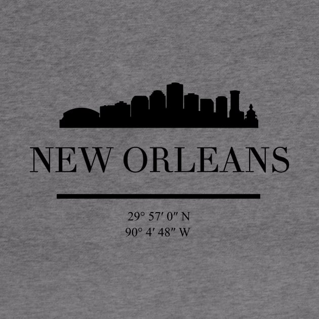 NEW ORLEANS LOUISIANA BLACK SILHOUETTE SKYLINE ART by deificusArt